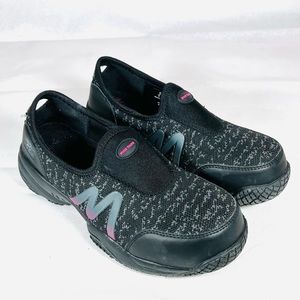 Moxie Trades Womens Black Fabric Zena Slip-On CT Work Shoes HARD TOE SIZE 8